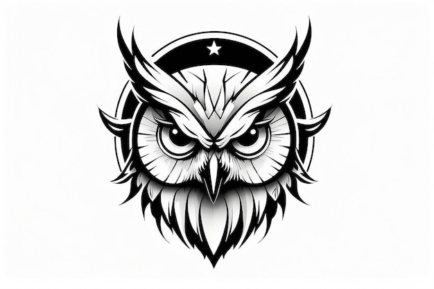 Minimalistic Owl Head Logo Emblem