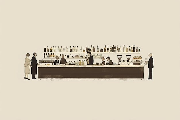 Photo minimalistic people at a bar vector illustration social interaction concept