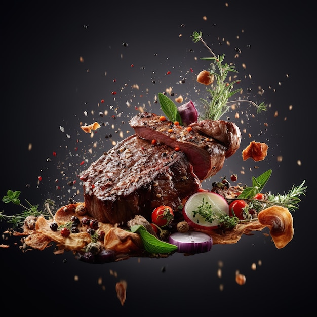 A minimalistic photo Food Advertising Photographs of a steaks meal