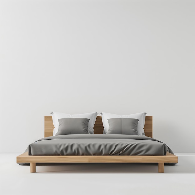 Minimalistic premium bed in white background