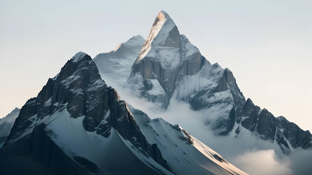 A minimalistic representation of a majestic mountain landscape generated ai