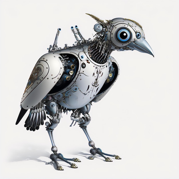 Photo minimalistic robot bird illustration adds a modern touch to space