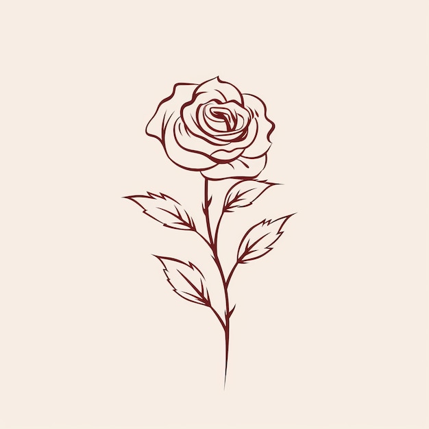 Minimalistic Rose Outline Symbol Vintage Vector Design