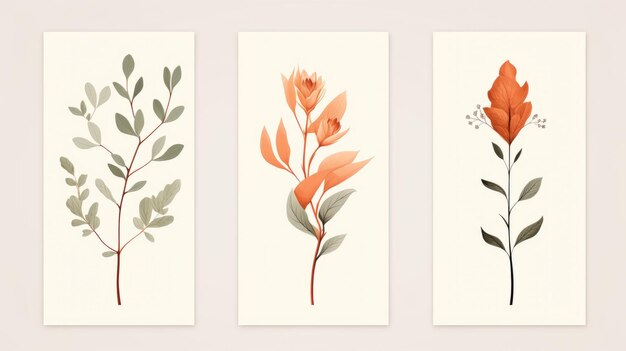 Photo minimalistic scandinavian style botanical poster with floral banners