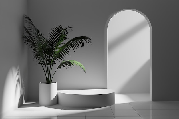 Minimalistic scene with 3d podium