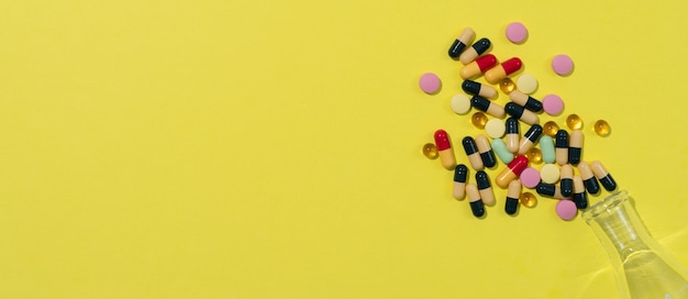 Minimalistic science banner with pills