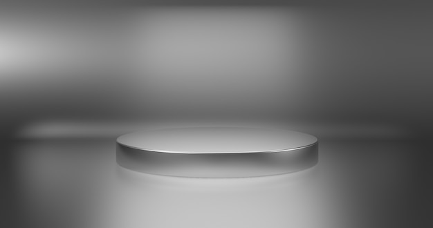 Photo minimalistic showcase with empty space. empty podium for display product. 3d rendering.