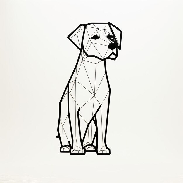 Photo minimalistic single line drawing of dog on white background