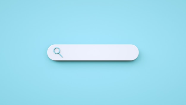 Minimalistic style empty search box on blue background web search cartoon style  3D rendering