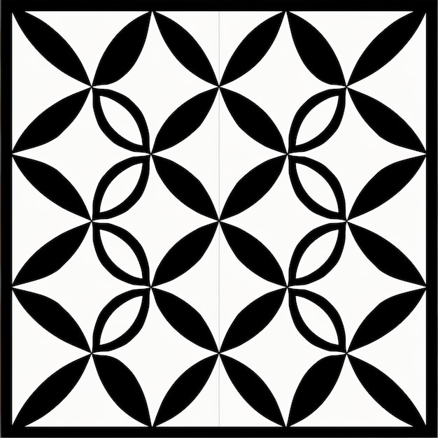 Photo minimalistic symmetry black and white pattern tile with circular designs