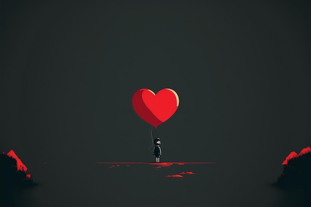 Minimalistic valentines day illustration Generative Ai