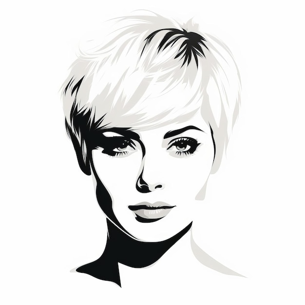 Minimalistic Vector Of Young Woman With Short Hair