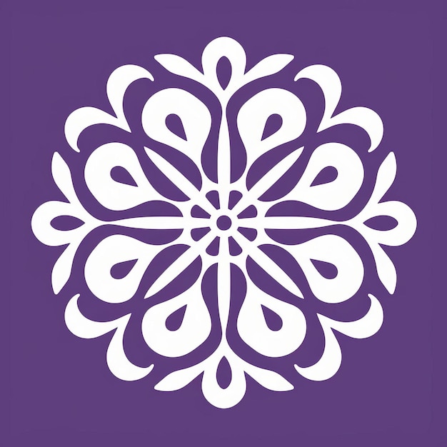 Minimalistic Vodyanoy Icon White Flower Design On Purple Background