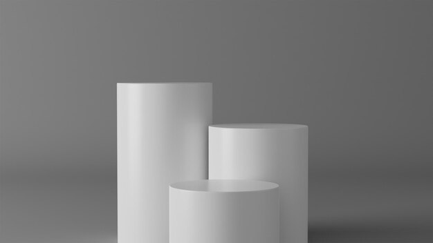 Minimalistic white round abstract podium stand display for 3d product presentation.