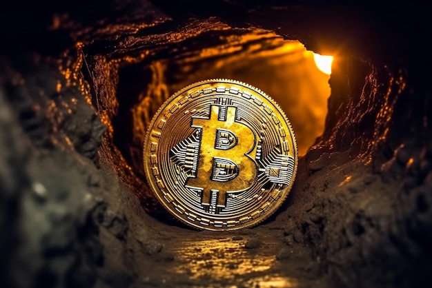 Mining Bitcoin yellow Bitcoin in mine