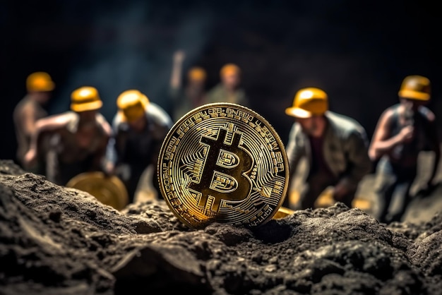 Mining Bitcoin yellow Bitcoin in mine