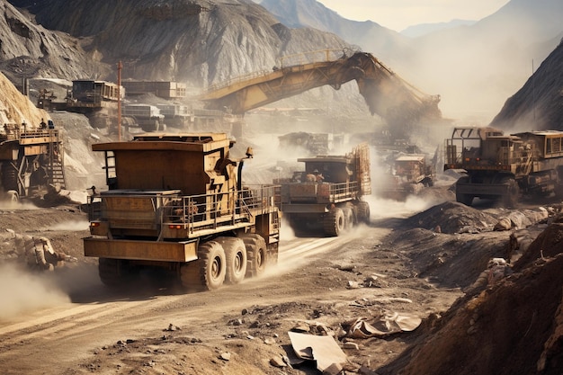 Mining industry and construction equipment in the quarry