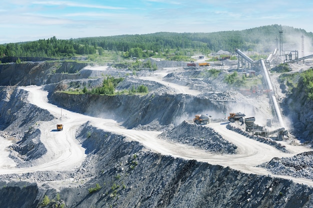 Mining in the quarry.  Concept of opencast mining quarry.