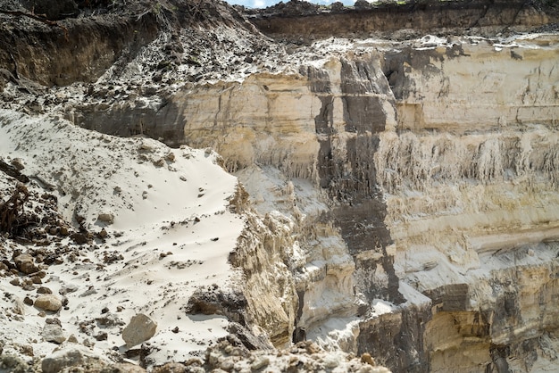 Mining in sand quarry in summer time. stone