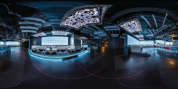 MINSK BELARUS AUGUST 08 2015 Full 360 panorama in equirectangular spherical projection in stylish Piime Bar