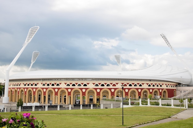 Minsk Belarus June 30 2022 cloud over the stadium Dynamo in Minsk