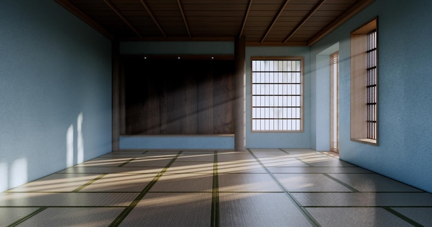 Mint Empty large hall Asia interior cleaning room zen style 3D rendering