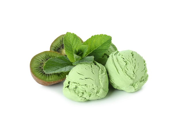 Mint ice cream isolated on white