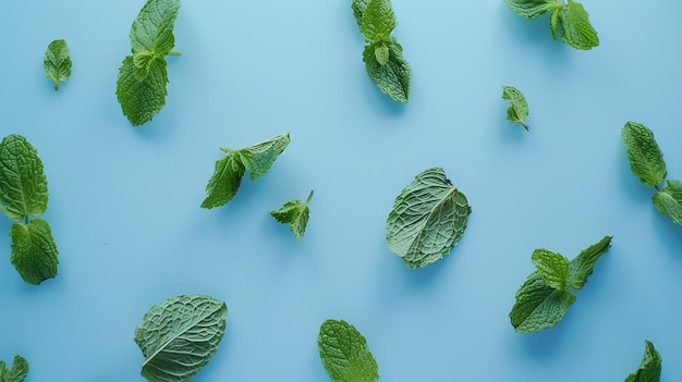 Photo mint leaves background green mint leaves pattern