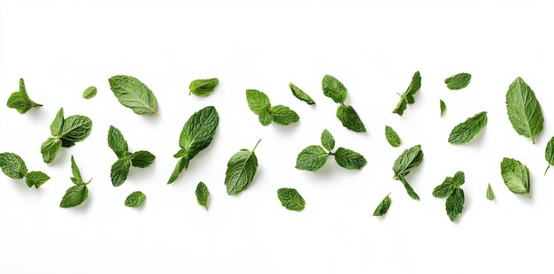 Photo mint leaves isolated on a green background great for garnishing food dessert and drinks