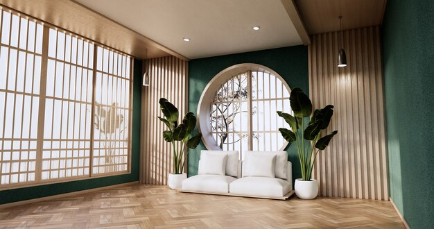 Mint Living Room Interior Design. 3D rendering