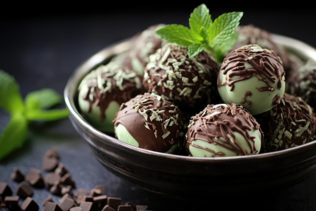 Minty chocolate truffles for dessert