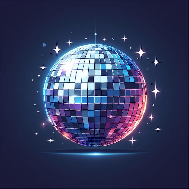 Mirror disco ball with glitters icon Shining nightclub sphere Dance music party discoball