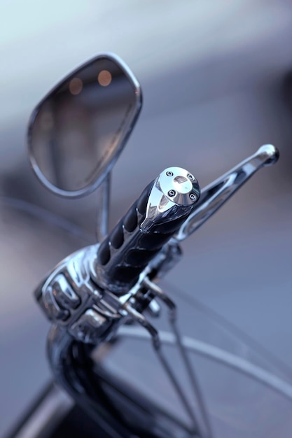 Mirror and handlebar of a stylish motorcycle