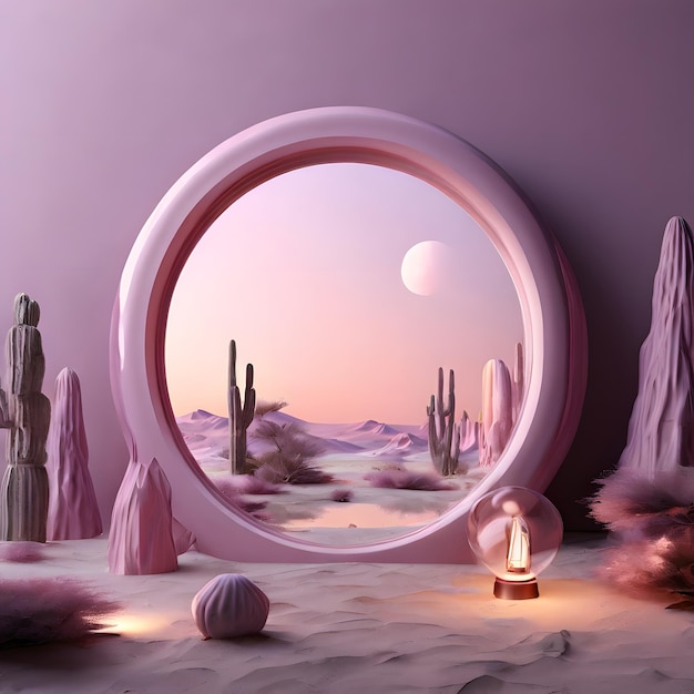 Photo mirror mirage pink and violet desert fantasy