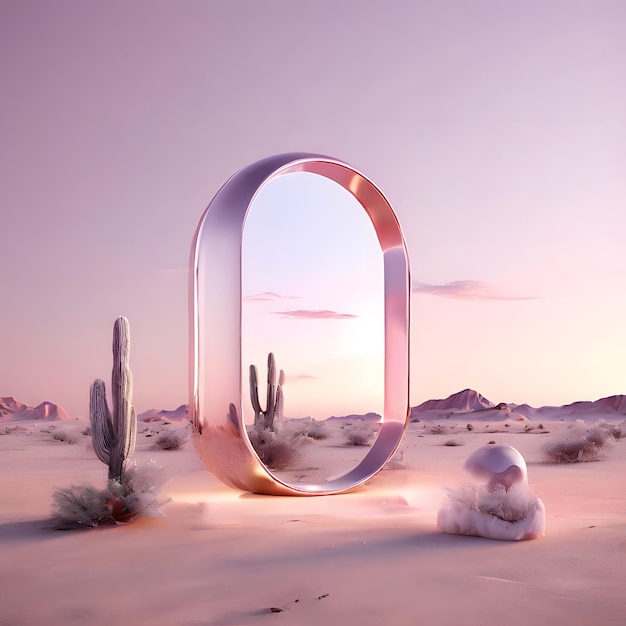 Photo mirror mirage pink and violet desert fantasy