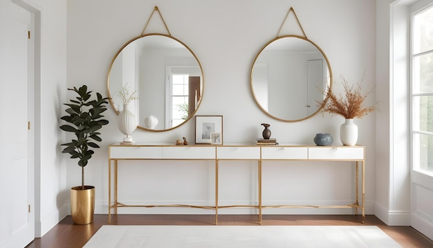 a mirror that is on a shelf