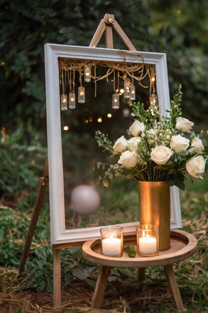 Photo a mirror with a frame that says quot flowers quot on it