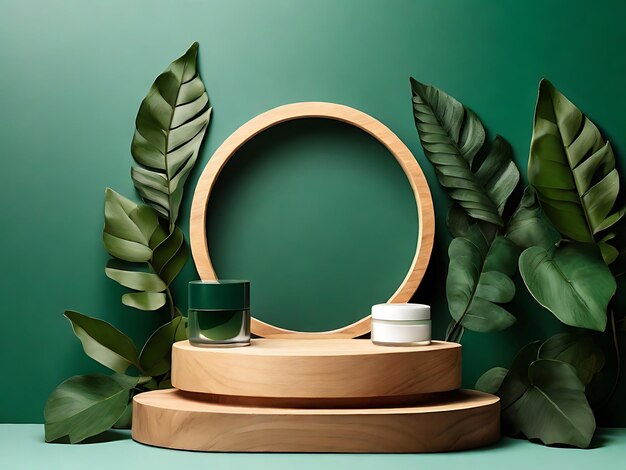 a mirror with a plant on it and a green background