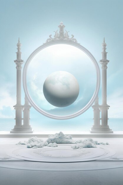 A mirror with a silver ball in the middle of it