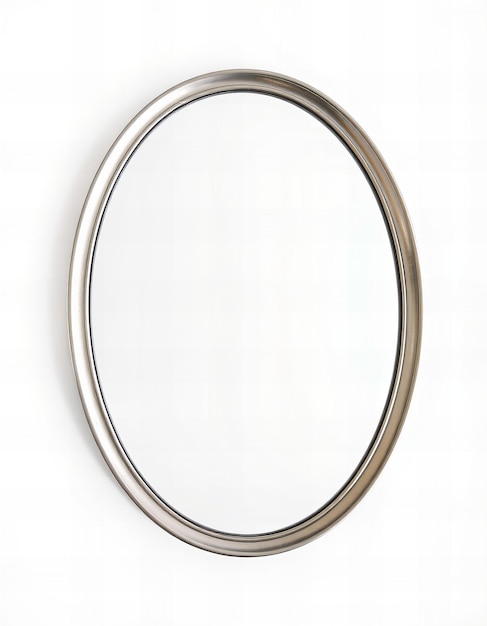 a mirror with a silver frame that says  circle  on it