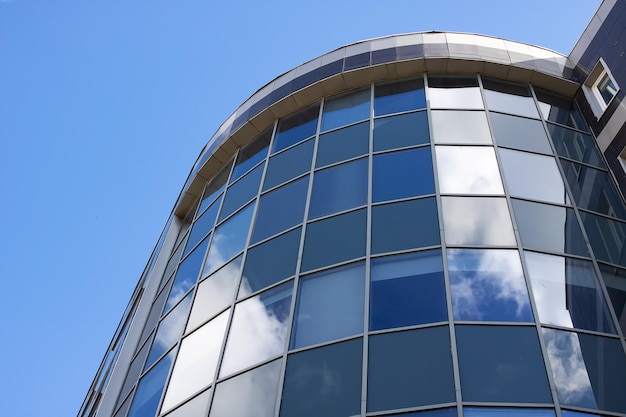 Mirrored windows of a tall modern building