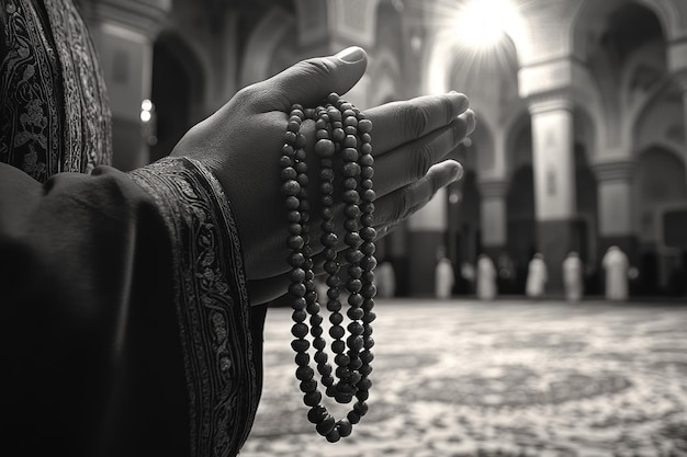 Photo misbaha prayer beads mosque devotion islam religion spiritual symbol