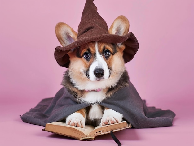 Mischievous Corgi Puppy Wearing Wig