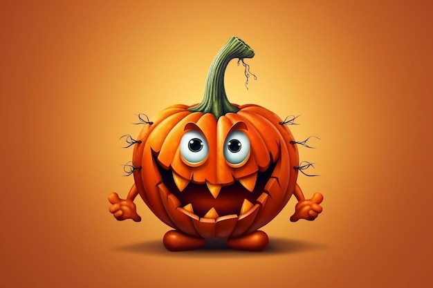 Mischievous pumpkin cartoon character AI