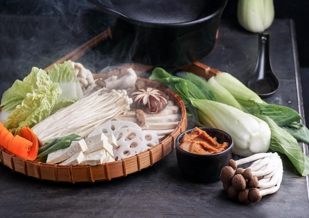 Miso Hot Pot vegan miso nabe ingredients