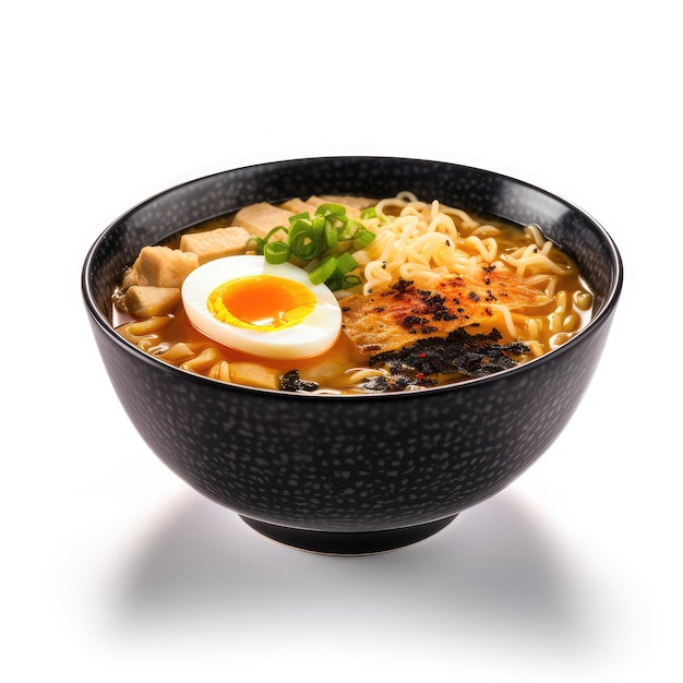 Miso Ramen Isolated Asian Noodles in Broth Miso Ramen Soup Bowl Abstract Generative AI Illustration