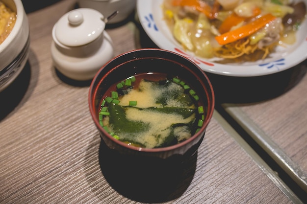 Miso soup on the dining table