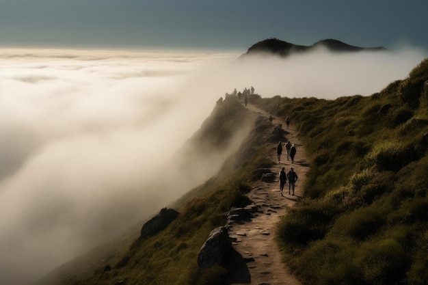 Above the Mist Wanderers on Ethereal Trails Generative AI