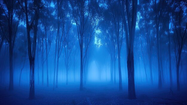 Photo misty blue forest path