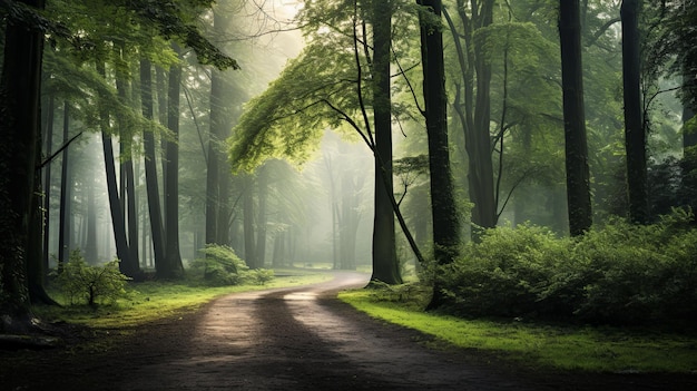 Misty Forest Morning Path